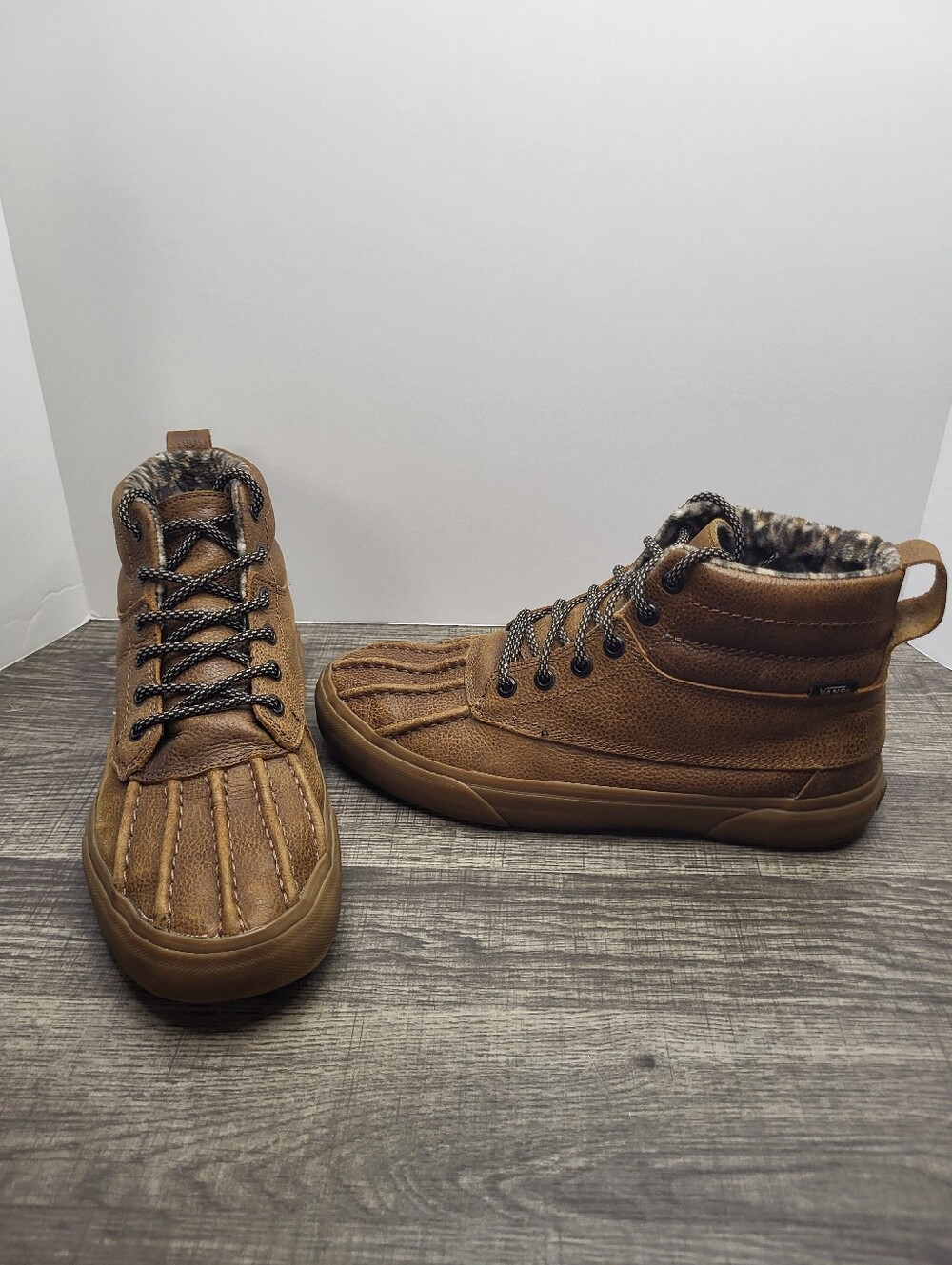 Vans Sk8-Hi Del Pato MTE Brown Gum Leather Fleece Lined Boots Shoe Mens Size 8.5